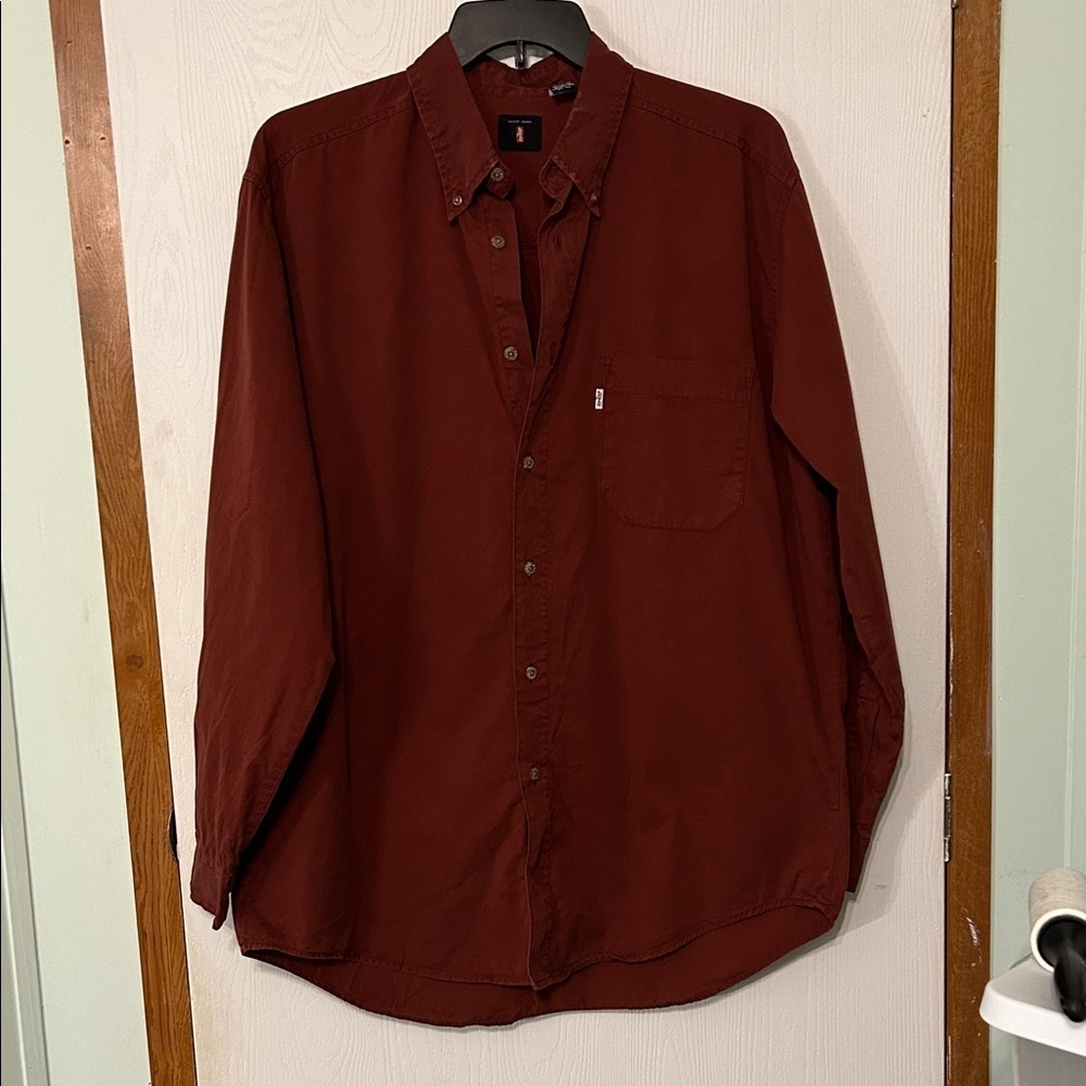 Levi’s Men's Brown Button-Up Long Sleeve Shirt Size Large
